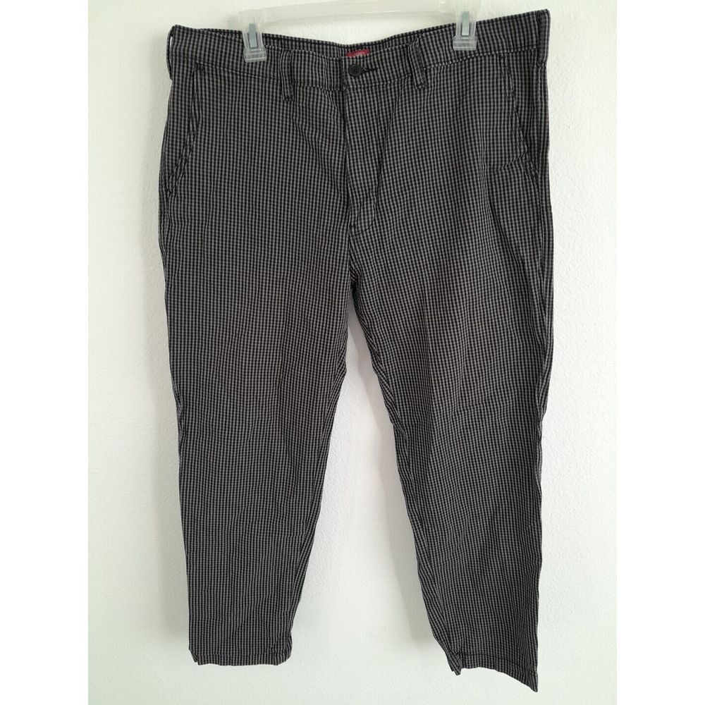 Levis XX Chino Pants Mens 38x30 Blk/White Gingham Check Standard Taper - Picture 5 of 8